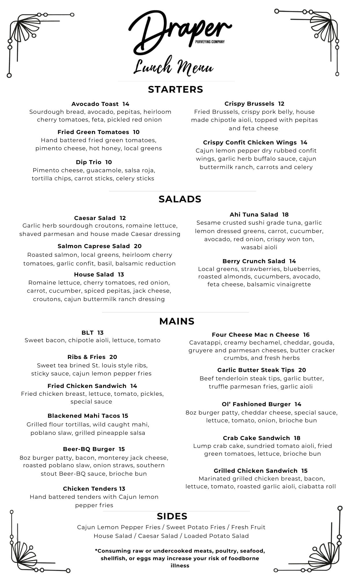 Draper NEW LUNCH MENU 5.21 Draper Lunch Menu
