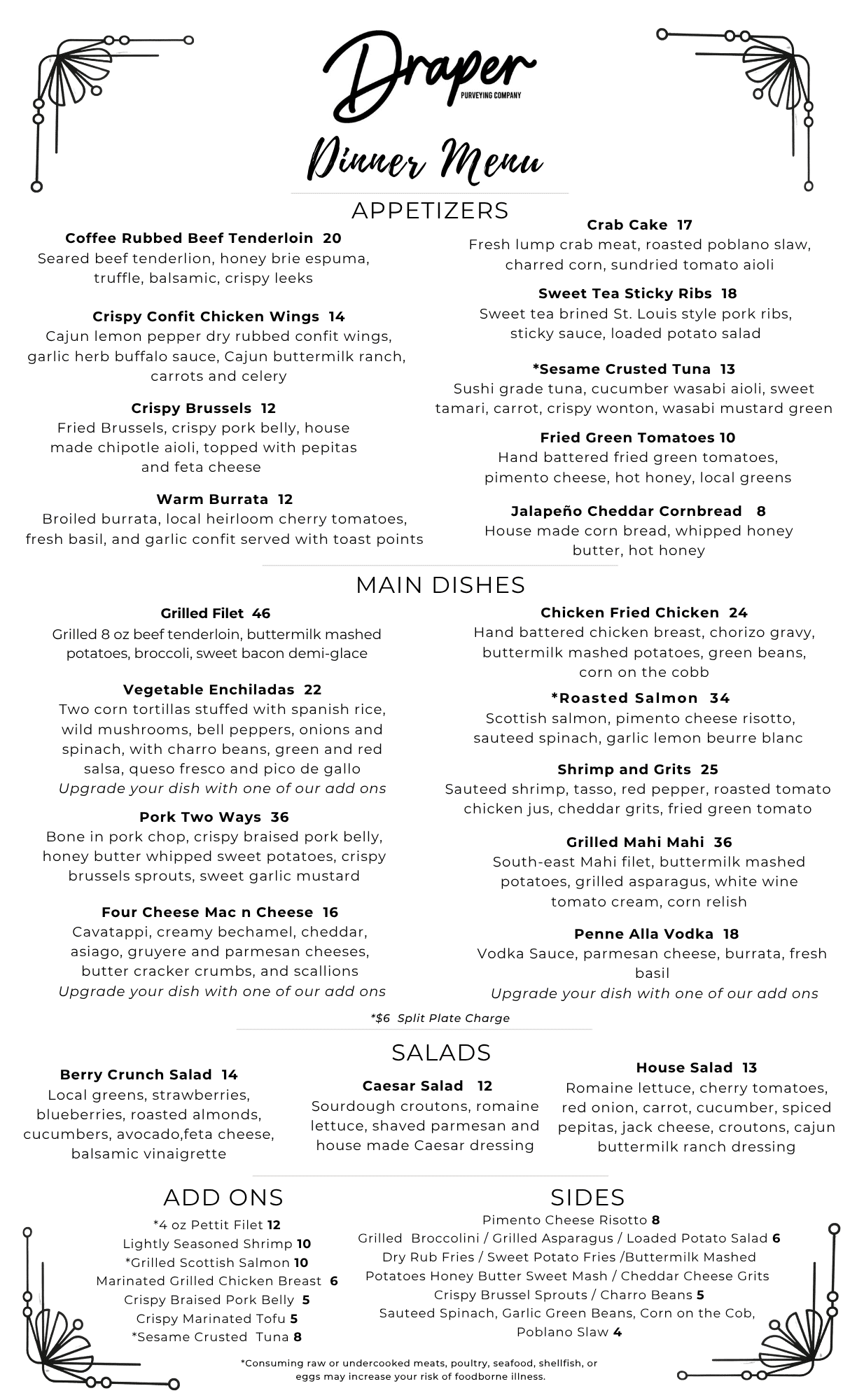 New Dinner Menu 6_16 Draper Dinner Menu