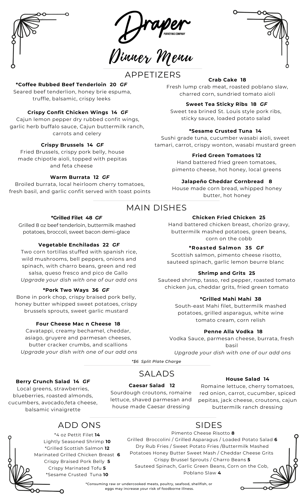 DINNER MENU Dinner Menu