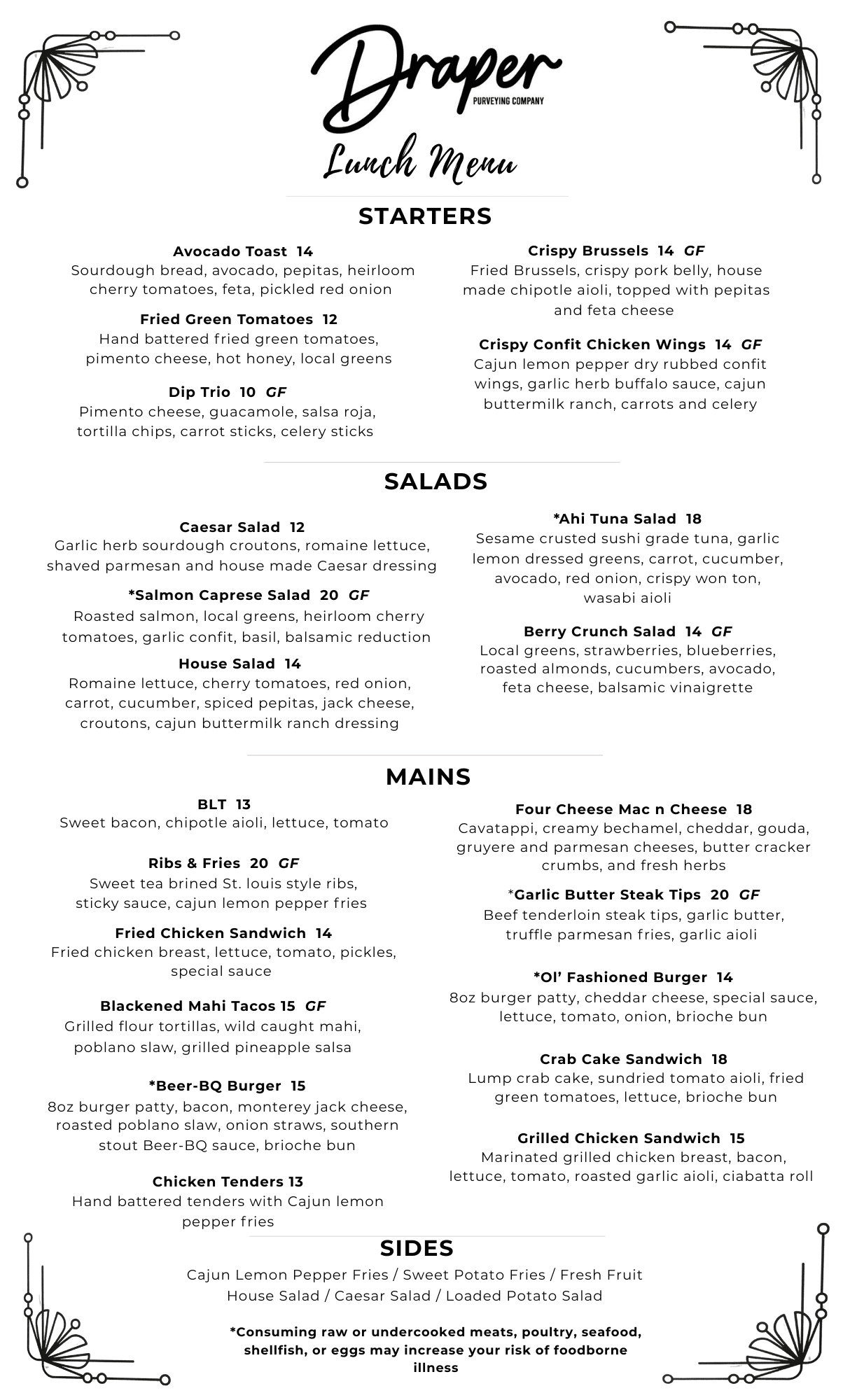 LUNCH MENU Draper Lunch Menu