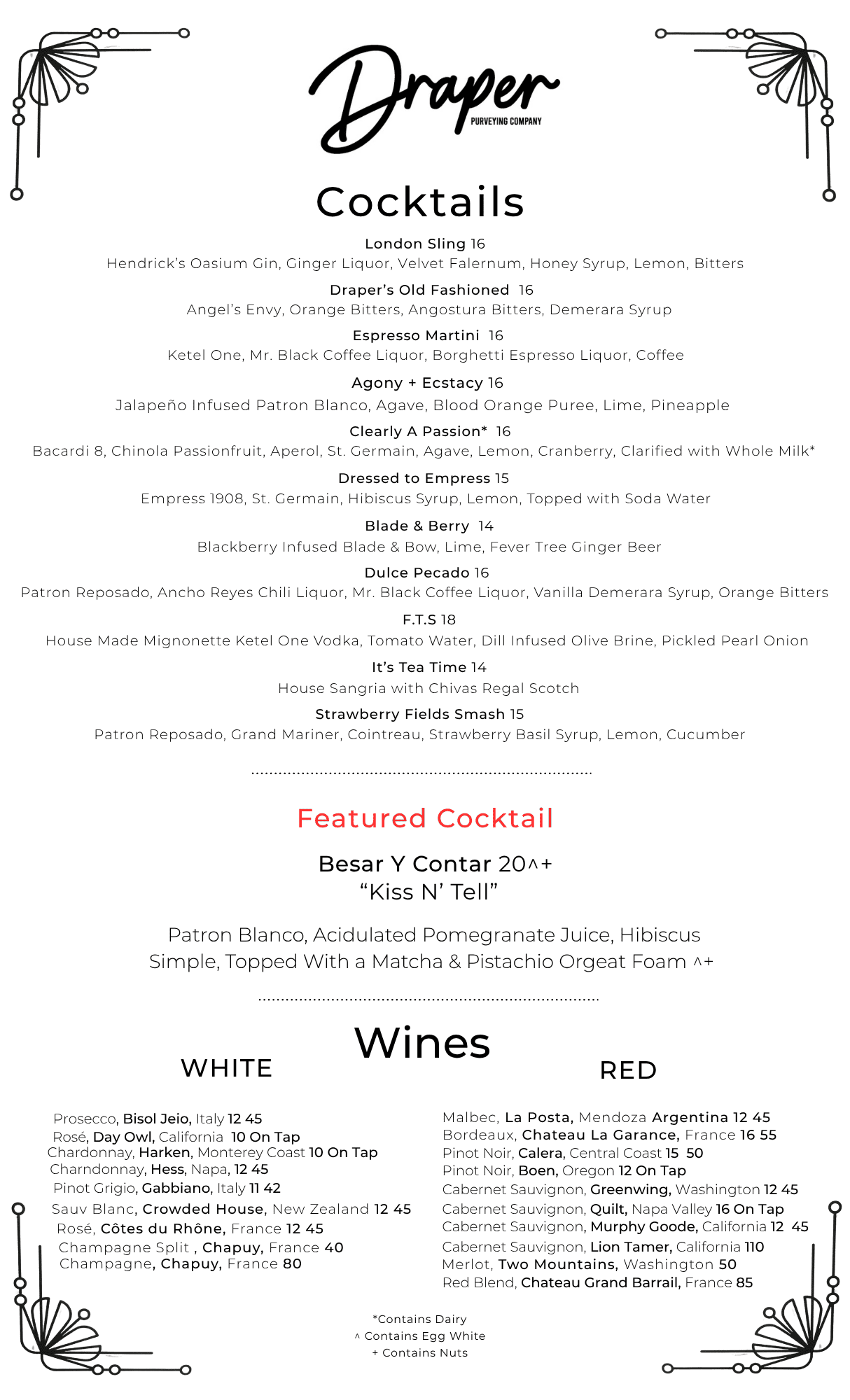 Cocktail menu july '26